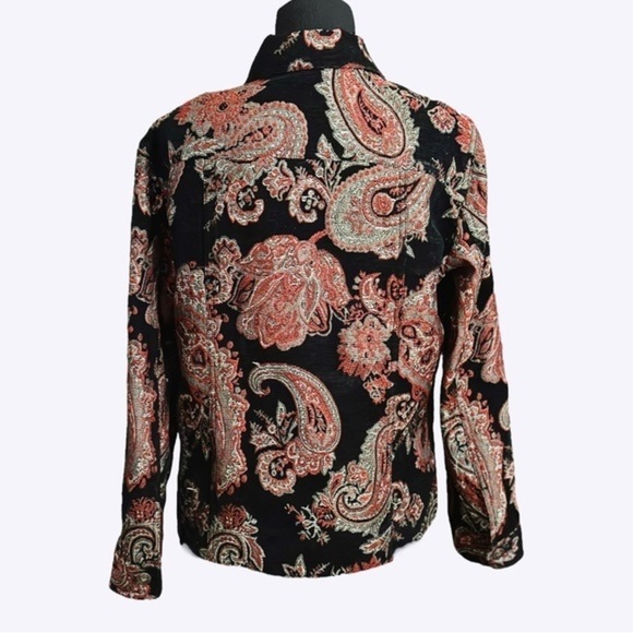 Chico's Multicolor Floral Paisley Tapestry Jacket Button Up Womens Sz 1 (M/8) - Picture 2 of 15